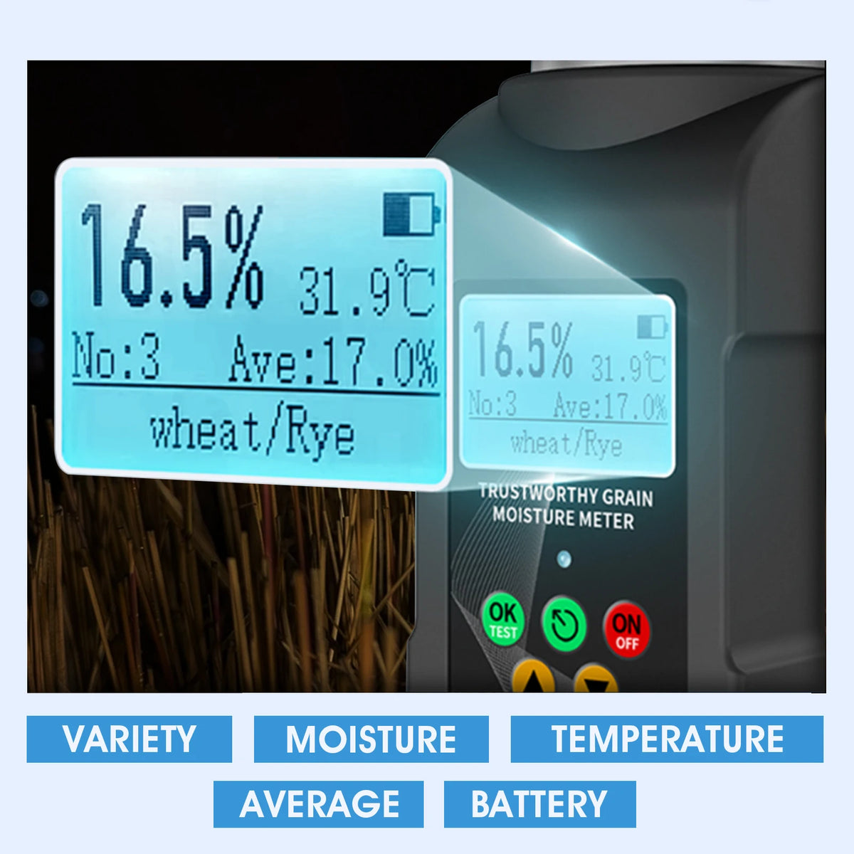 Digital Grain Moisture Meter Cup Type – 40 Grain Profiles