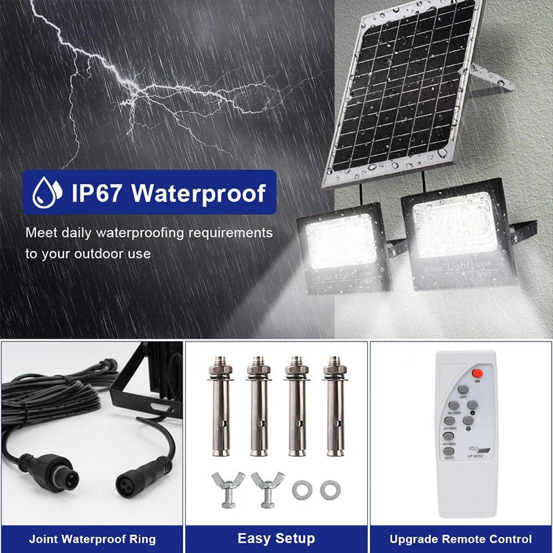 Dual Head Solar LED Flood Light 400W IP65 Outdoor