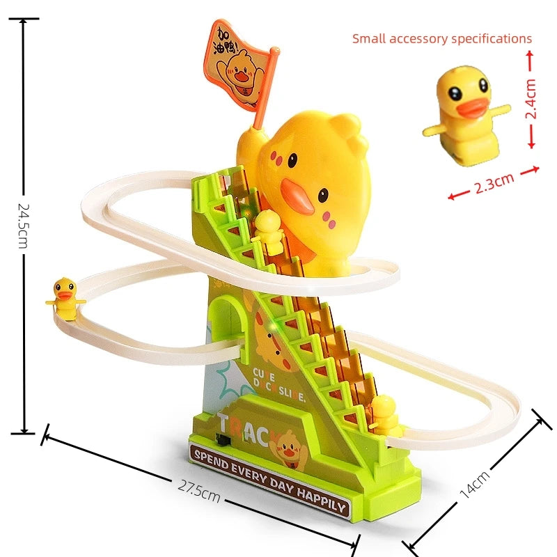 Stair-Climbing Duck Roller Coaster Toy with Lights & Music