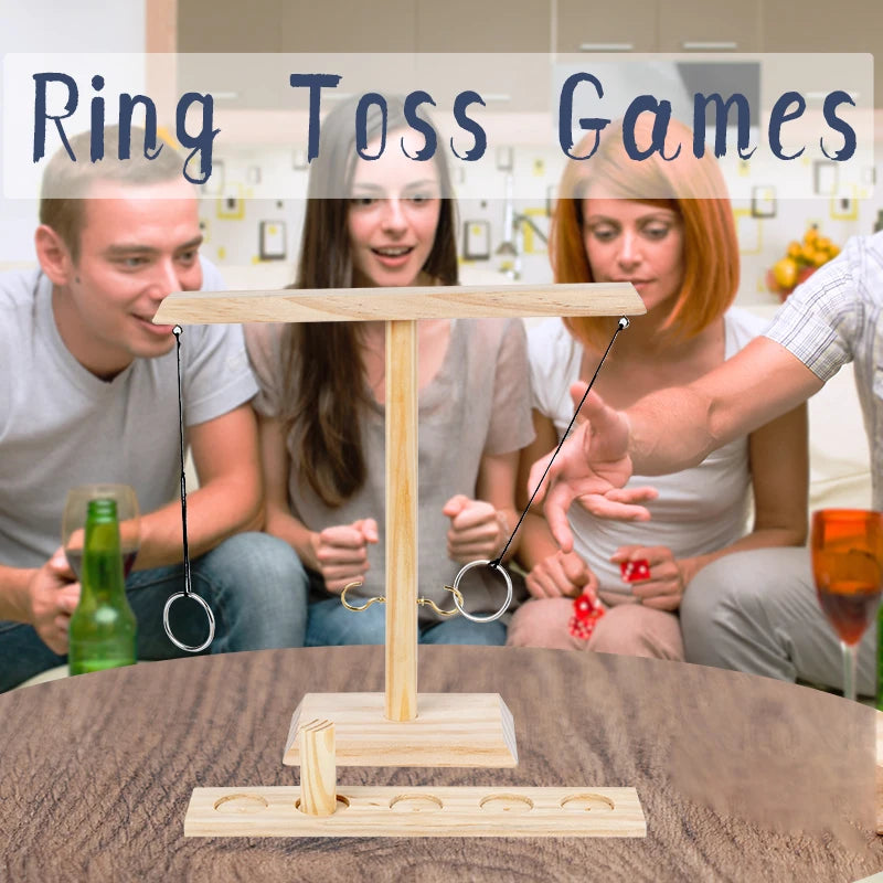 Wooden Hook And Ring Toss Game For Indoor Or Outdoor Play