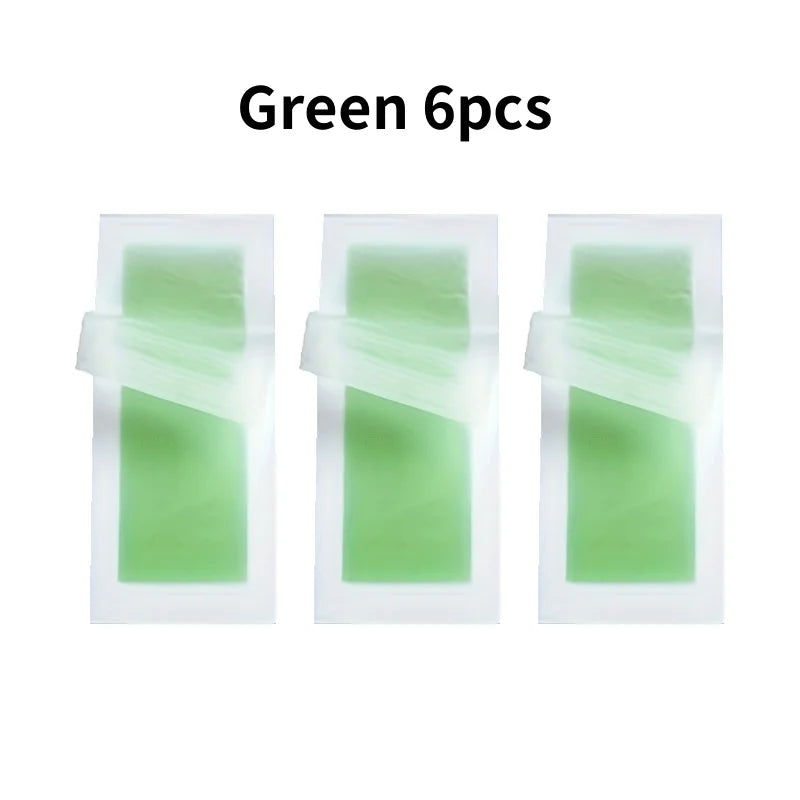 green 6pcs Color Cold Wax Strips For Hair Removal – Face, Body & Legs