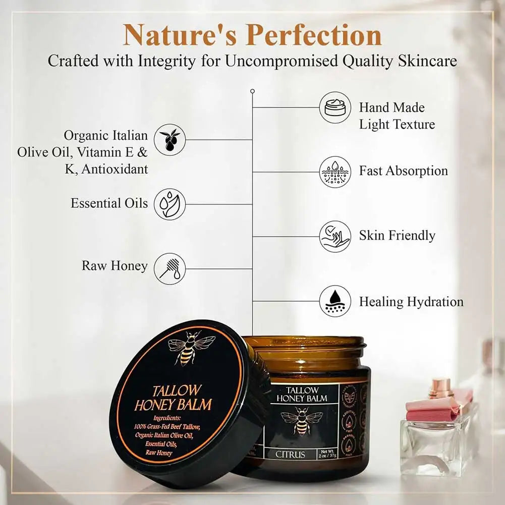 Beef Tallow Honey Balm Cream – Nourishing Natural Moisturizer