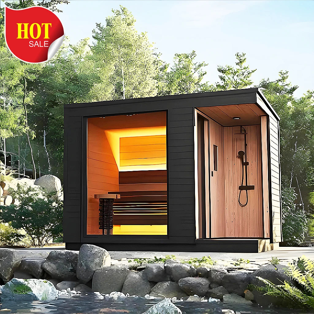 Corner Outdoor Infrared Sauna Cabin – 2–6 Person Design