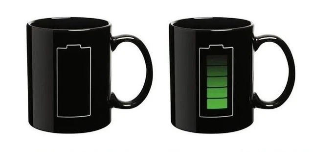 B Color Heat Reactive Battery Magic Mug Ceramic Coffee Cup