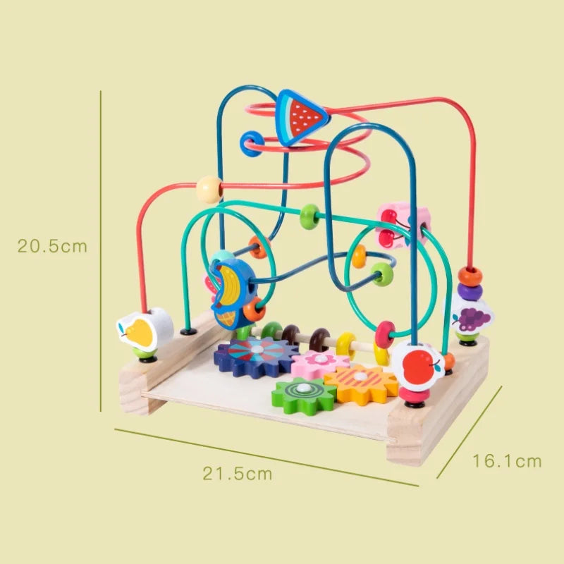 Wooden Bead Maze Roller Coaster Toy for Kids