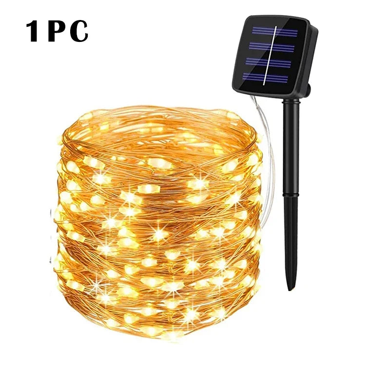 1pc-warm white Emitting Color Solar LED Fairy String Lights Outdoor – 8 Modes, IP65