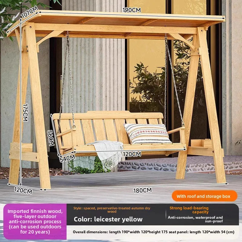 Spacer Swing - Roof Color Outdoor Wooden Hanging Swing Chair For Garden Patio