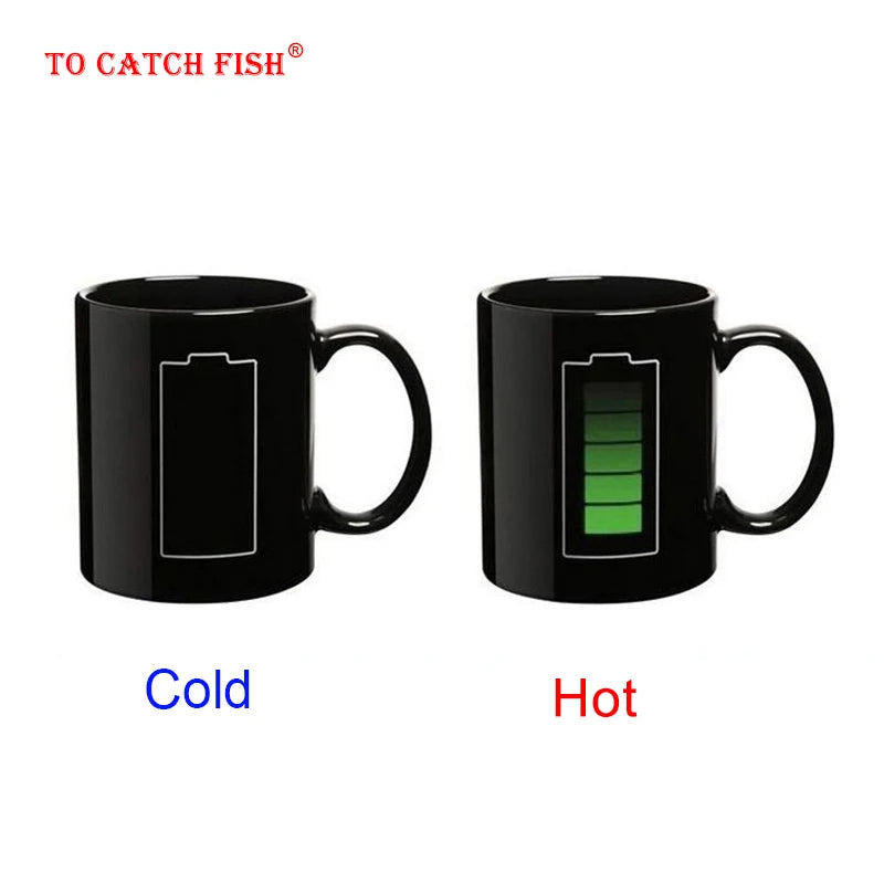 Heat Reactive Battery Magic Mug Ceramic Coffee Cup