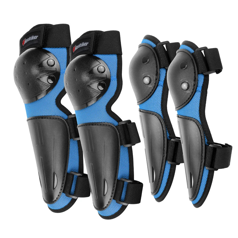 Ke-Ew ps Blue Color Kids Motorcycle Body Armor Set With Elbow And Knee Pads