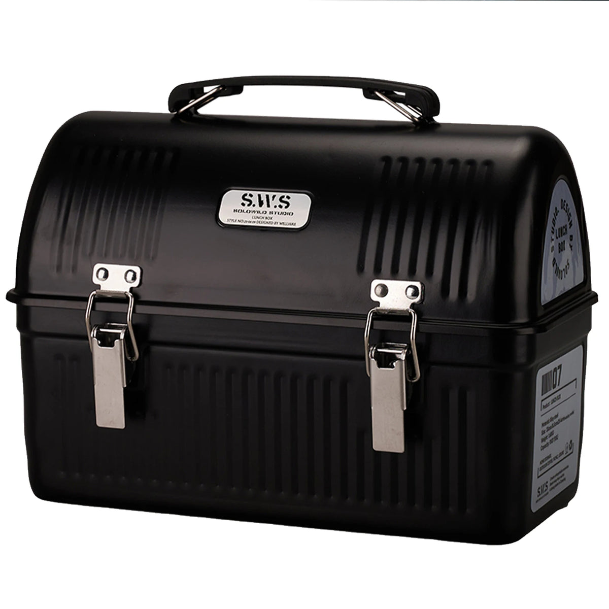 Black Color Vintage Metal Lunch Box Storage Case 9.5L With Handle