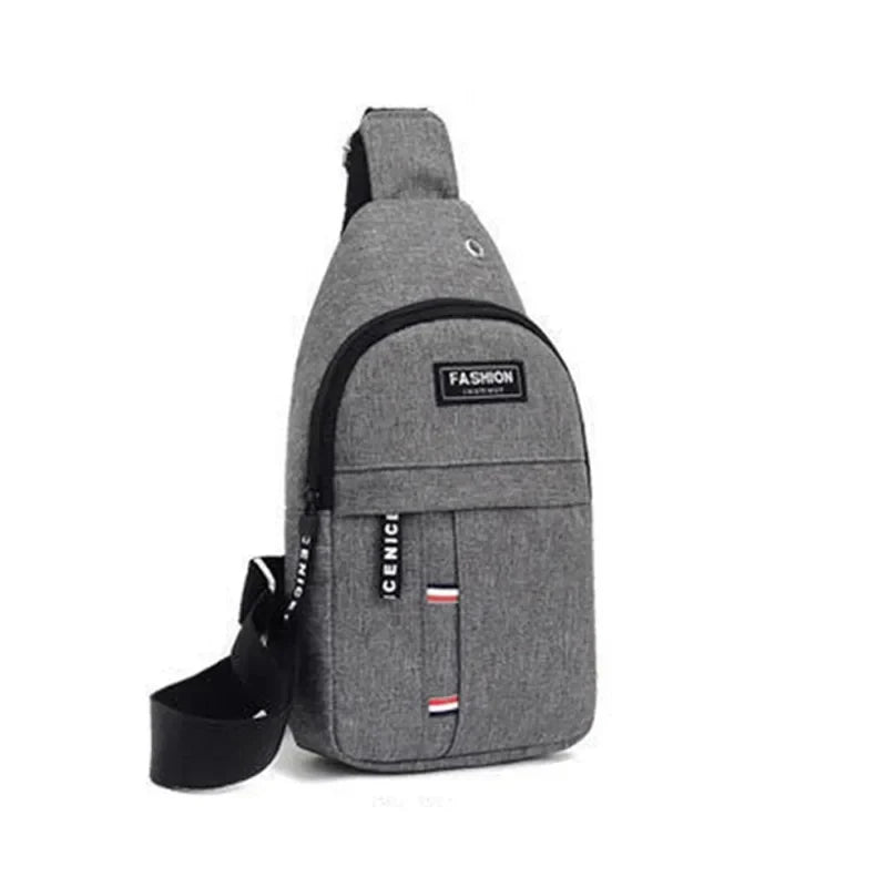 gray Color Men’s Nylon Crossbody Fanny Pack Large Capacity
