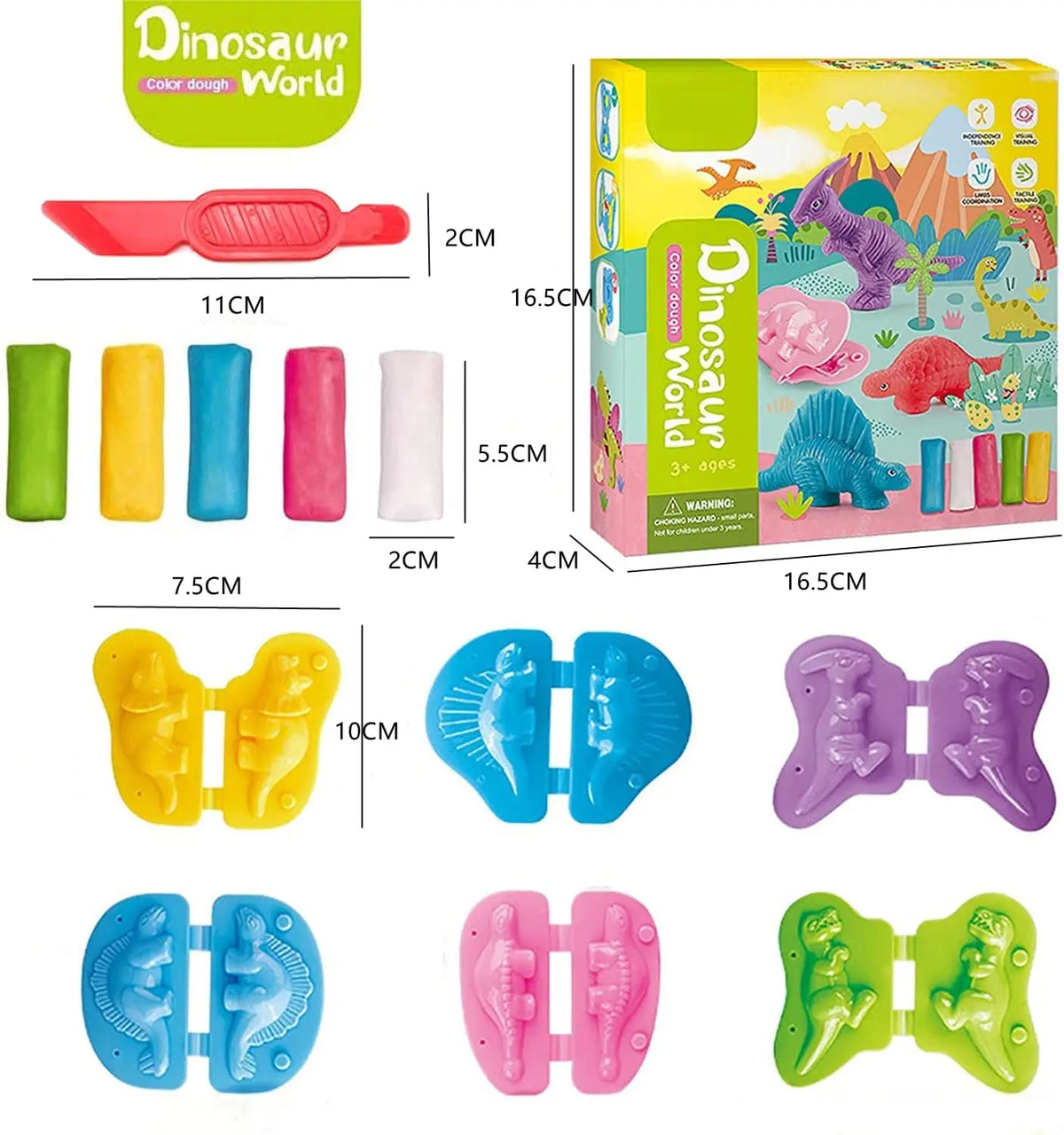 Dinosaur Playdough Craft Set for Kids with Molds