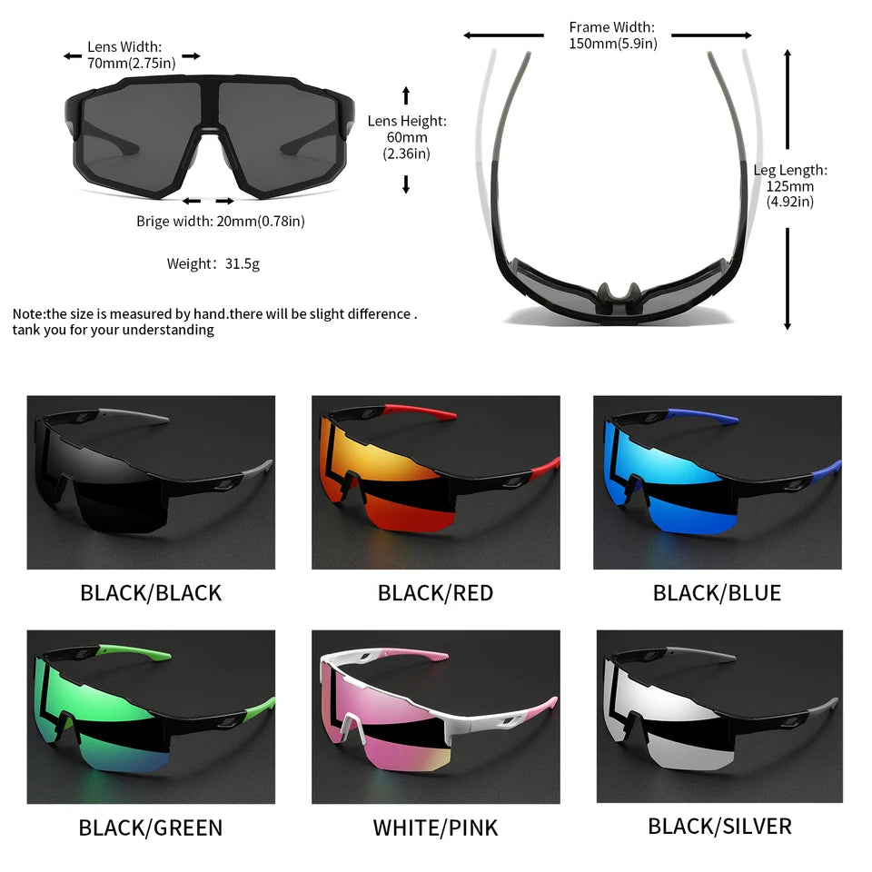 Oversized Wraparound Sports Sunglasses With UV400 Shield