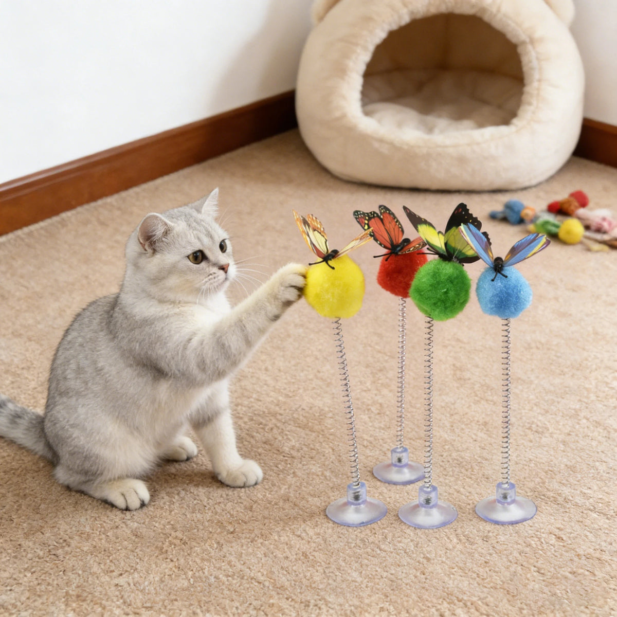 Suction Cup Spring Cat Teaser Toy – Self-Play Boredom Relief