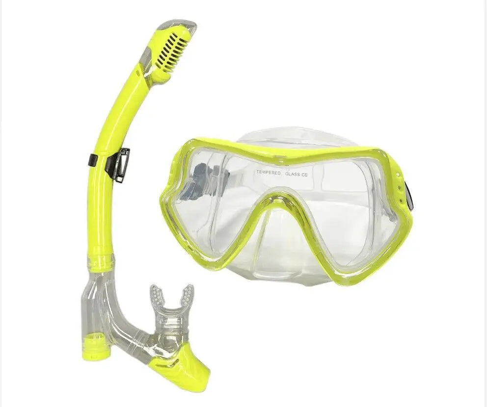 Tempered Glass Snorkel Mask Set – Dry Top & Silicone Skirt