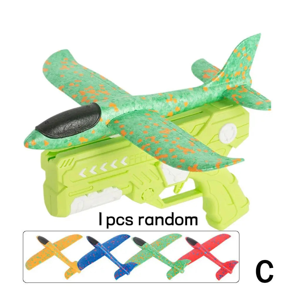 Green gun Color Kids Foam Aircraft Launcher Toy – Outdoor Flying Fun