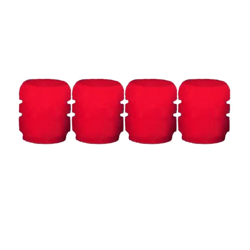 Red 4pcs Color Luminous Tire Valve Caps For Car & Bike Wheels