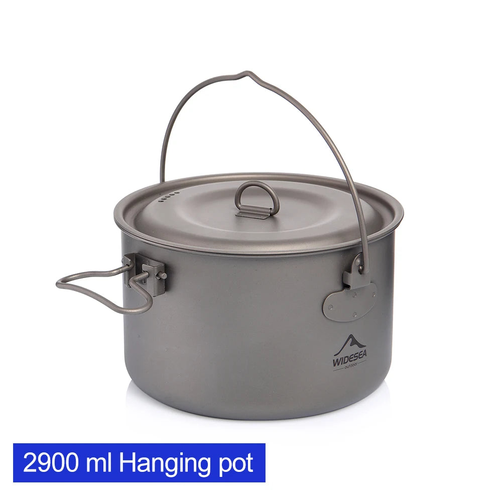 2900ML Titanium pot Color Titanium Camping Cookware Set – Ultralight Outdoor Pot