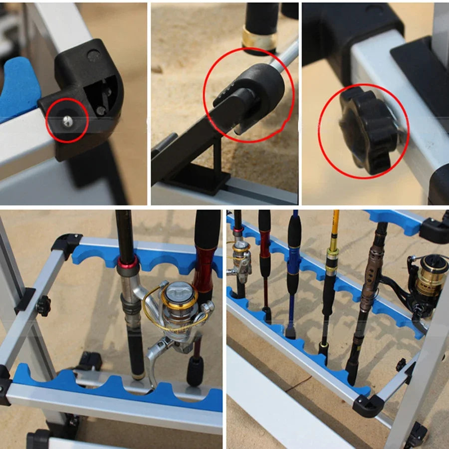 Aluminum Alloy Fishing Rod Rack Stand Storage Organizer