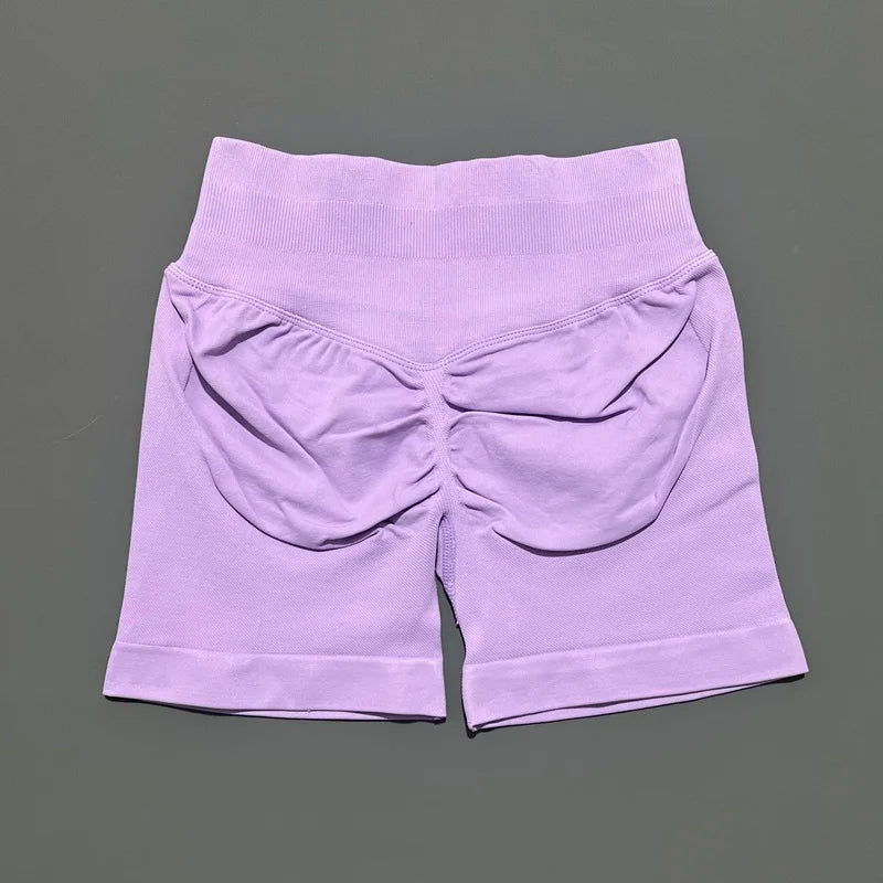 Deep Purple Color Women’s Seamless Scrunch Butt Yoga Gym Shorts