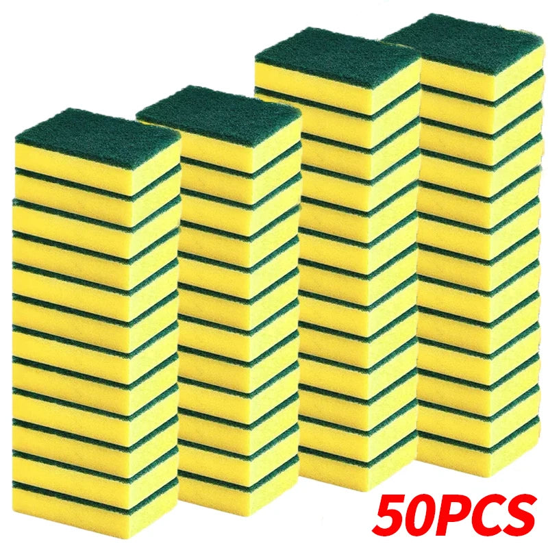 50pcs Color Double-Sided Kitchen Sponge Scrubber For Pots And Dishes