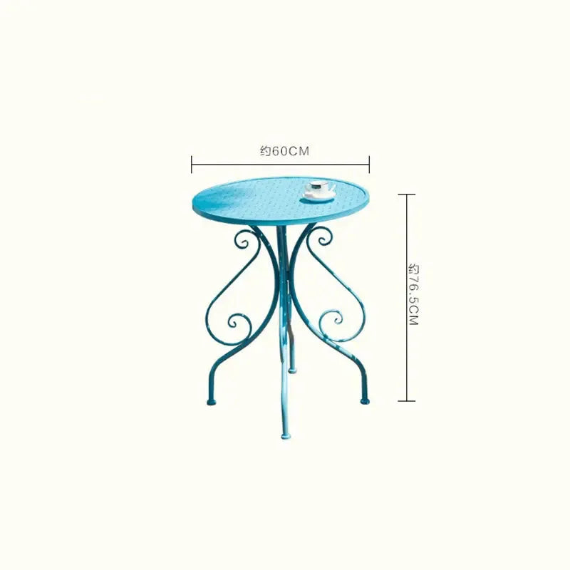 Blue-table Color Metal Garden Bistro Table And Chair Set For Outdoors