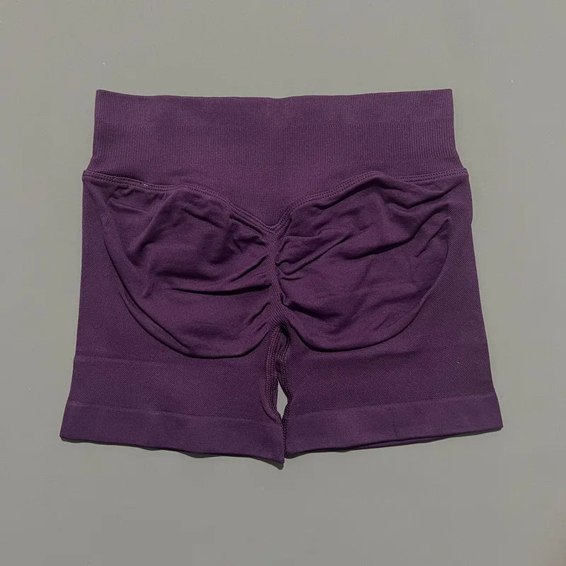 Grape Purple Color Women’s Seamless Scrunch Butt Yoga Gym Shorts