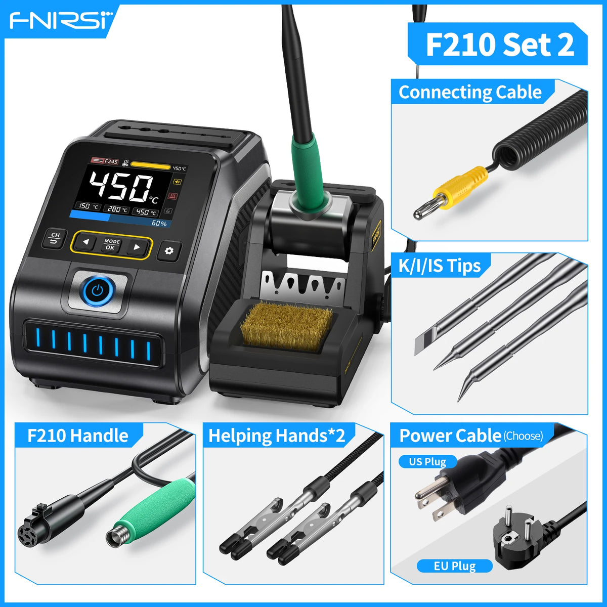 DWS-200 F210-3 Tips Color 200W Digital Soldering Station – Fast Heat With Helping Hands
