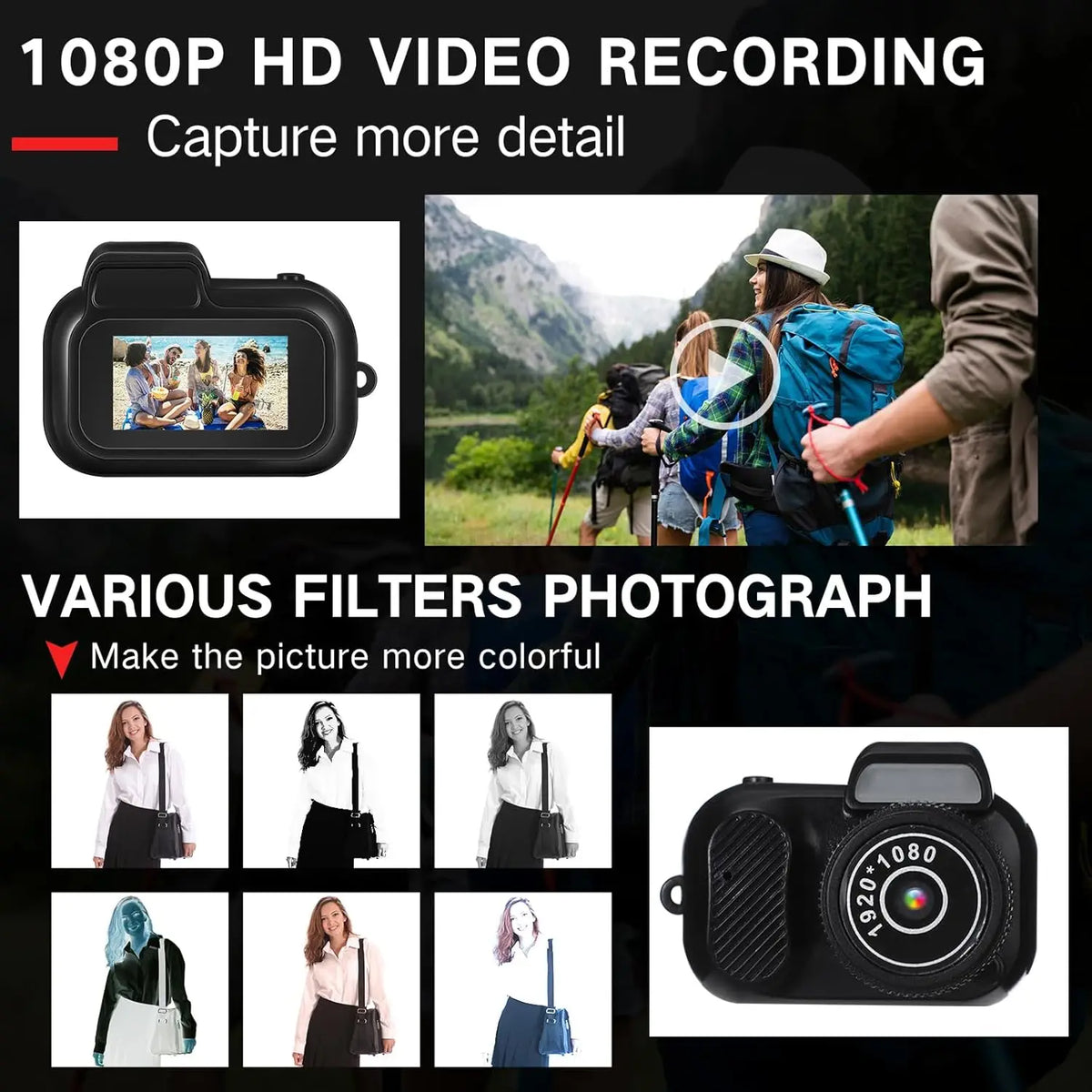 Mini Keychain Camera 1080P with Screen for Travel