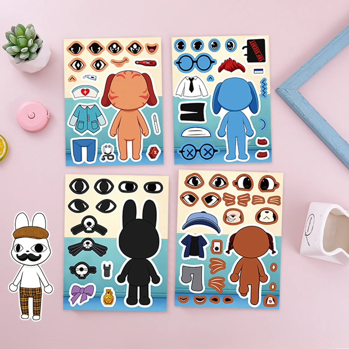 Animal Hospital Make-a-Face Puzzle Sticker Game Set