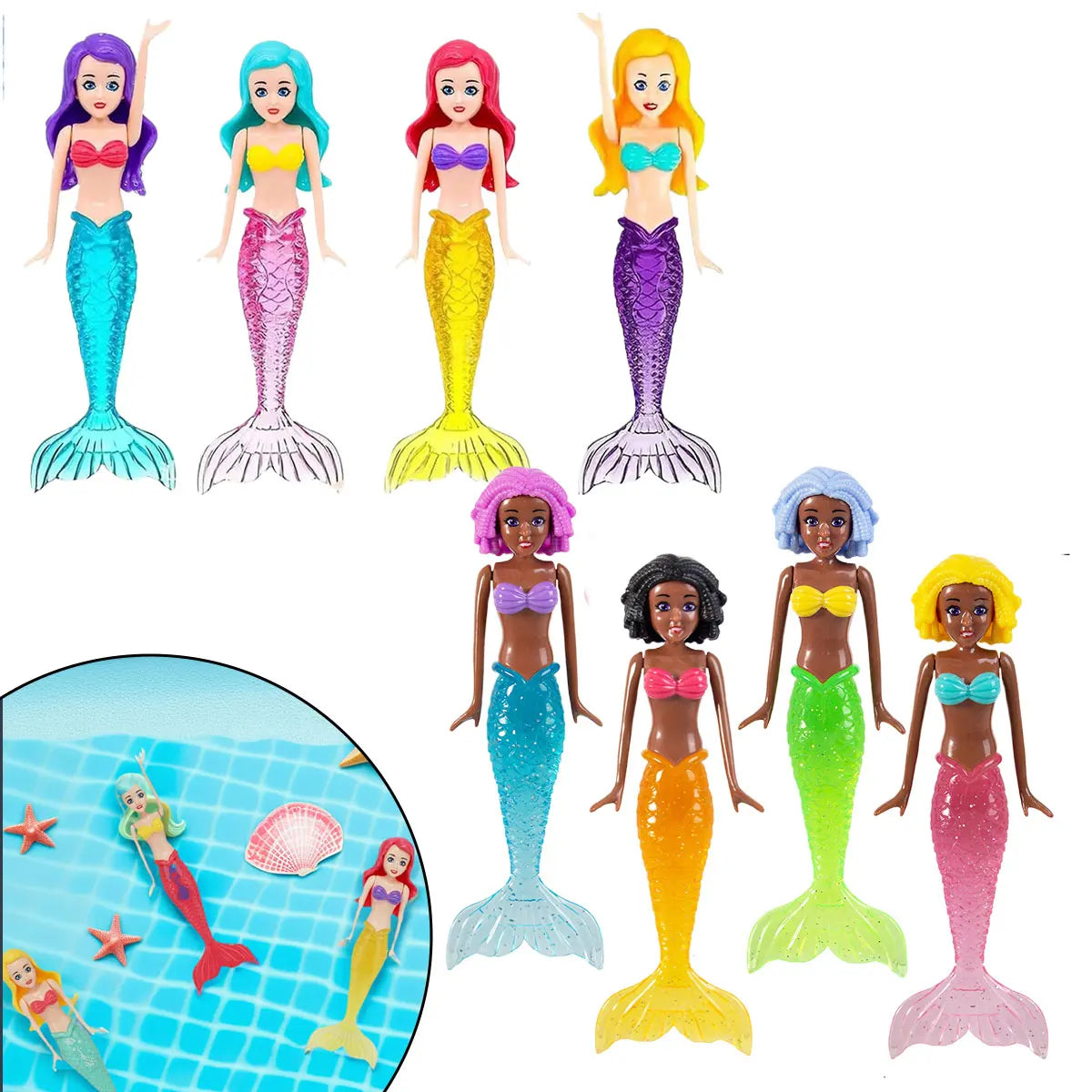 Mermaid Dive Pool Toys Set – Floating Bath Game for Kids