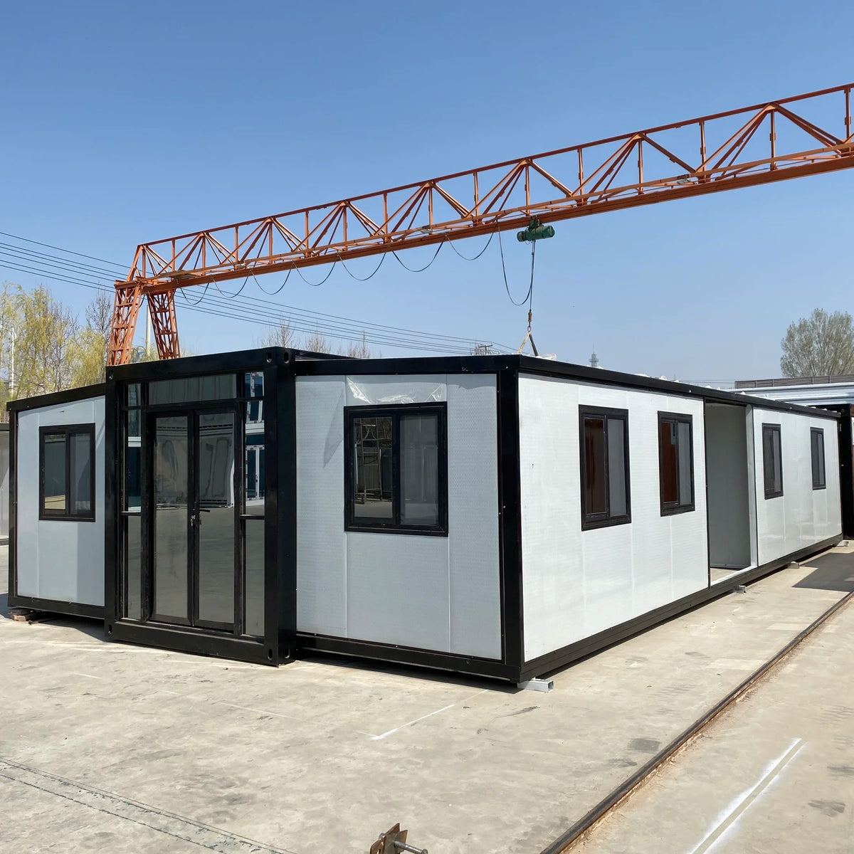 Grey Color Expandable Steel Frame Container Home With 3 Rooms