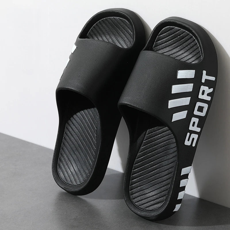 black Color Men’s EVA Shower Slippers Indoor Outdoor Non-Slip Slides