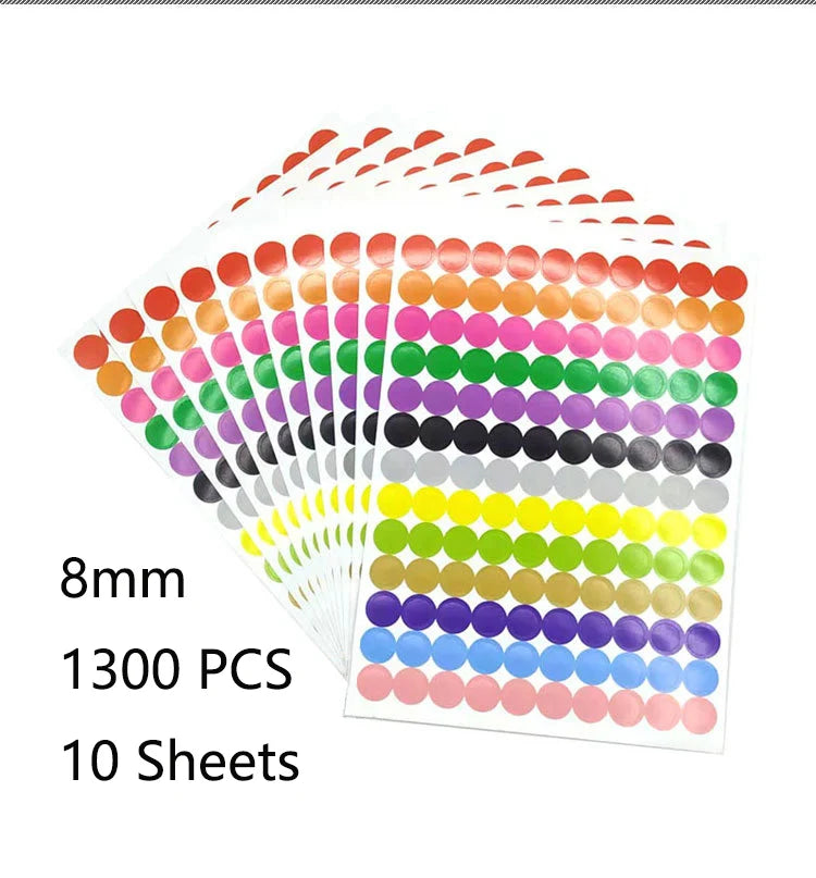 8mm Color Colorful Dot Sticker Sheets For Crafts And Planning