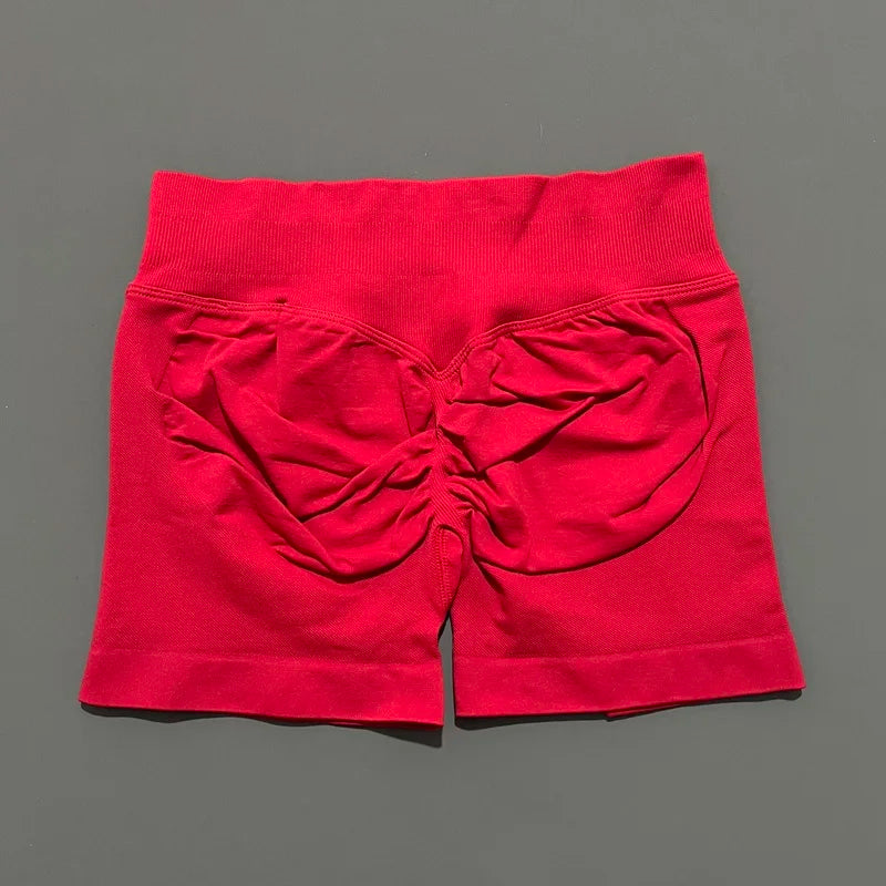 Christmas Red Color Women’s Seamless Scrunch Butt Yoga Gym Shorts
