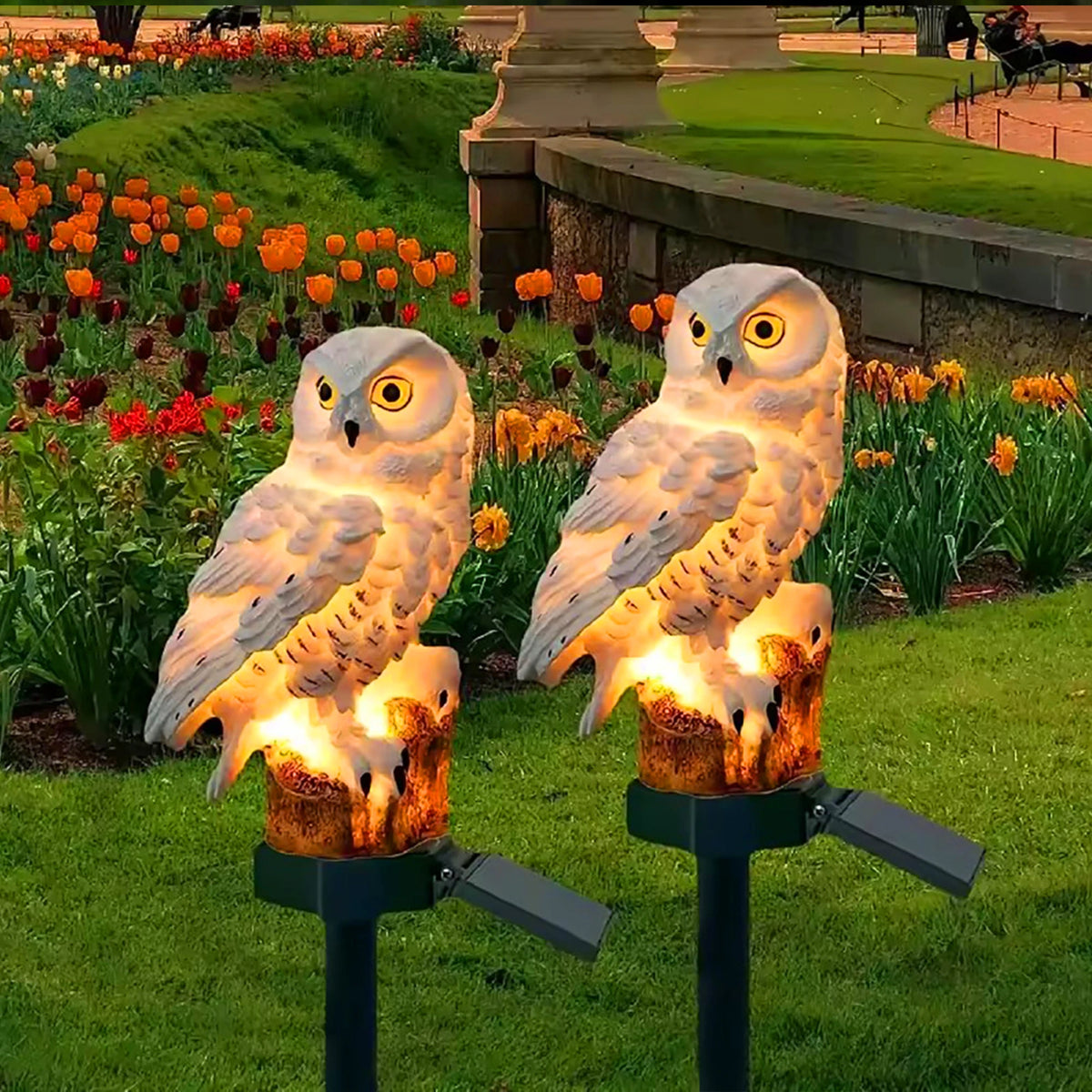 Solar Owl Garden Stake Lights – Waterproof Warm LED Decor