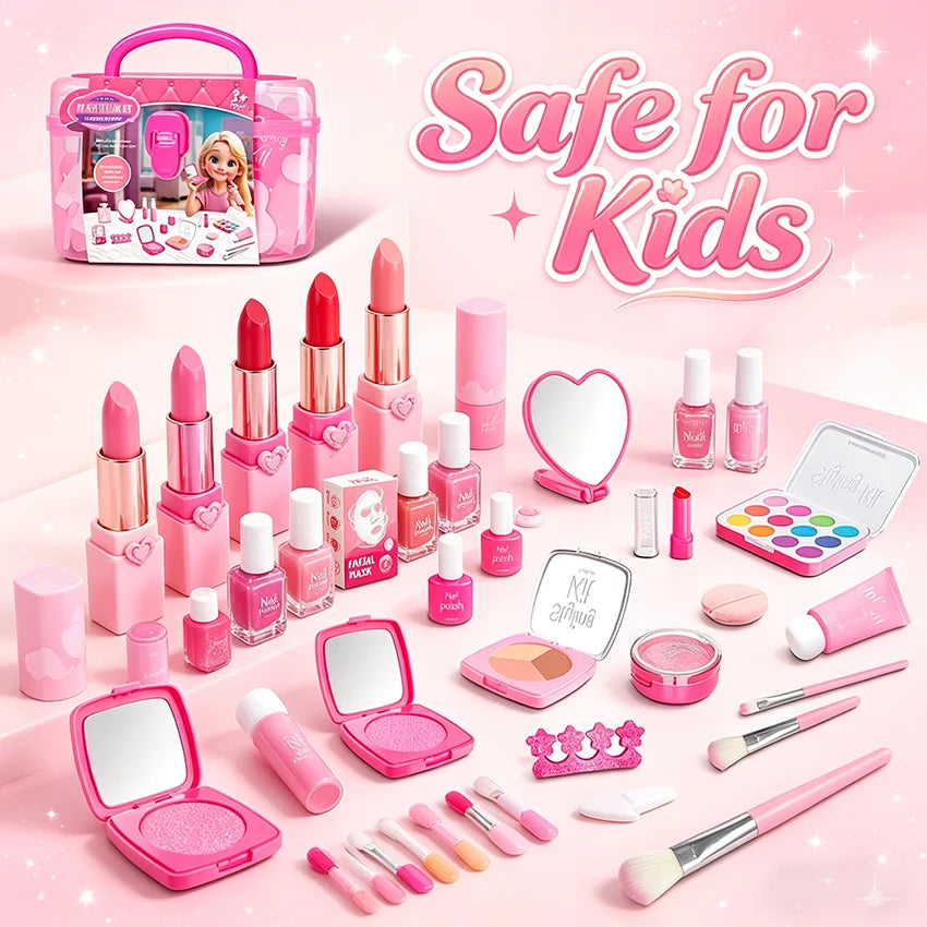 Kids Princess Pretend Makeup Play Set With Faux Manicure