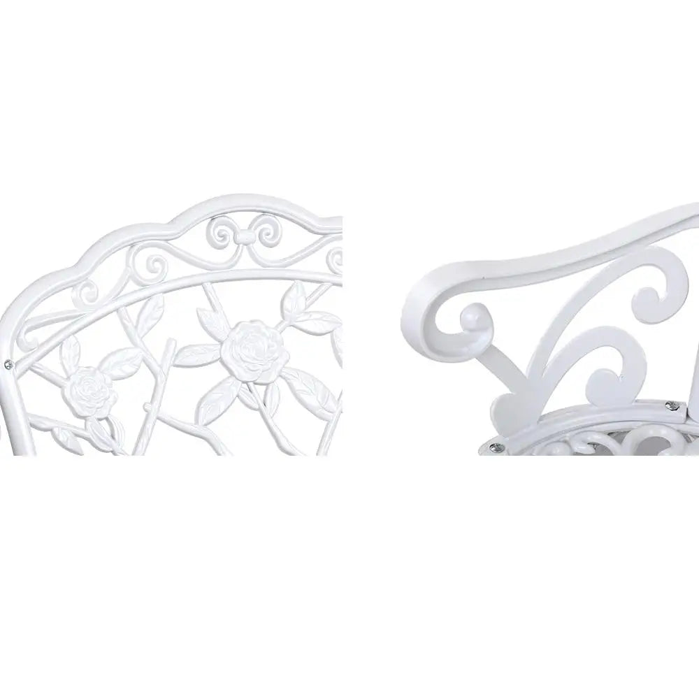 Cast Aluminium Garden Bench – Vintage White 100 cm