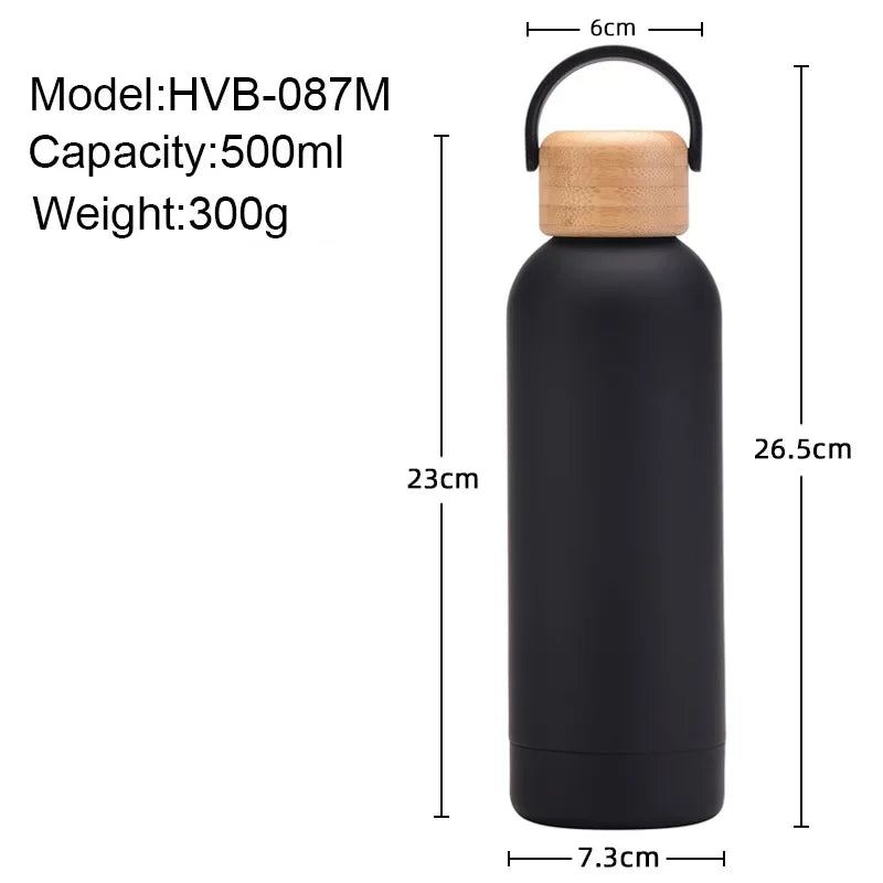 500 ml Stainless Steel Thermos Bottle With Bamboo Lid