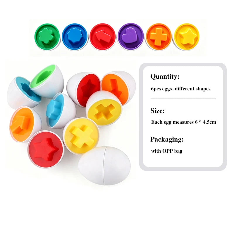 6pcs random no box Color Montessori Egg Shape Matching Puzzle Toy for Toddlers