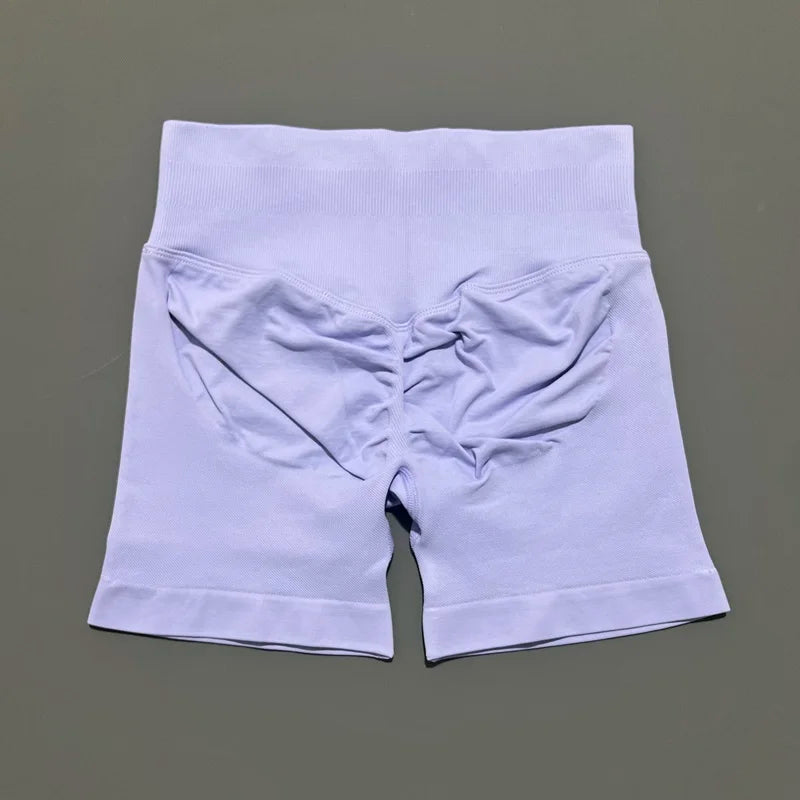 Lilac Purple Color Women’s Seamless Scrunch Butt Yoga Gym Shorts