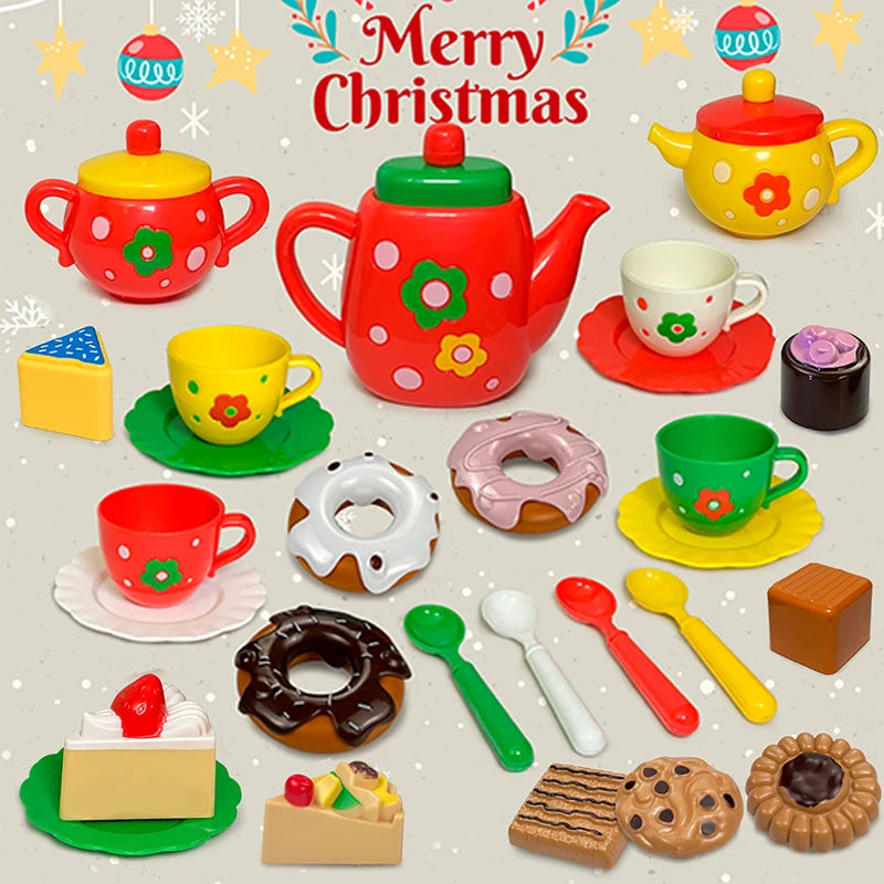Kids Plastic Afternoon Tea Play Set – 24-Piece Kitchen Toy