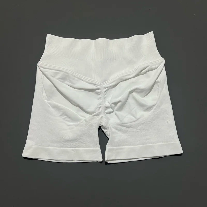 White Color Women’s Seamless Scrunch Butt Yoga Gym Shorts