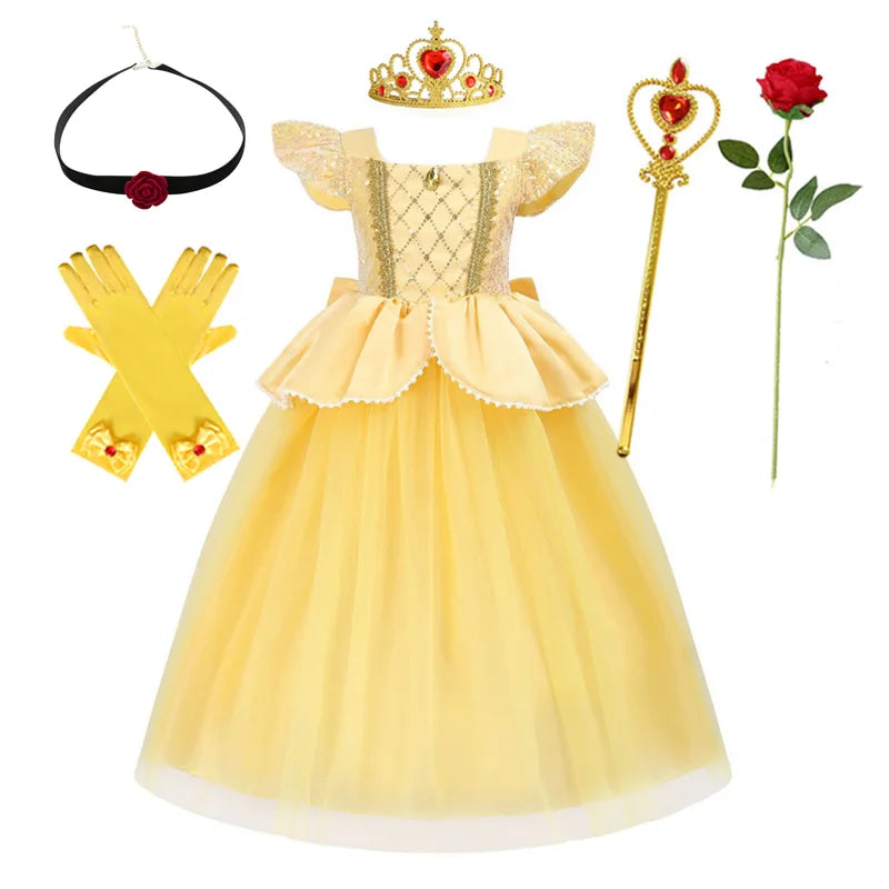 Belle Dress Suit4 Color Girls Belle Princess Costume Dress For Parties & Play