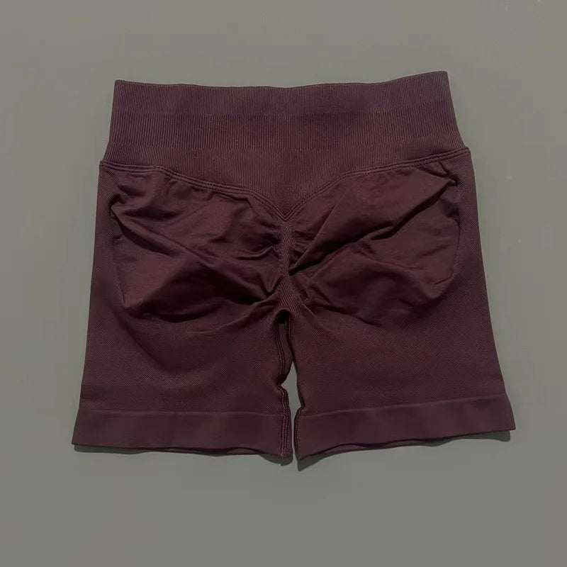 Espresso Color Women’s Seamless Scrunch Butt Yoga Gym Shorts