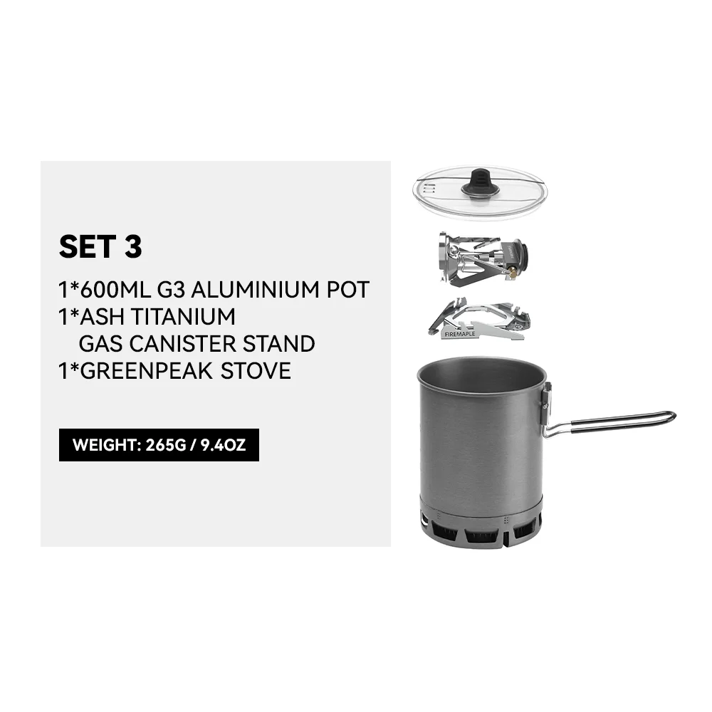 G3 Petrel Set 3 Color Ultralight Camping Stove Cooking System – Compact Gas Set