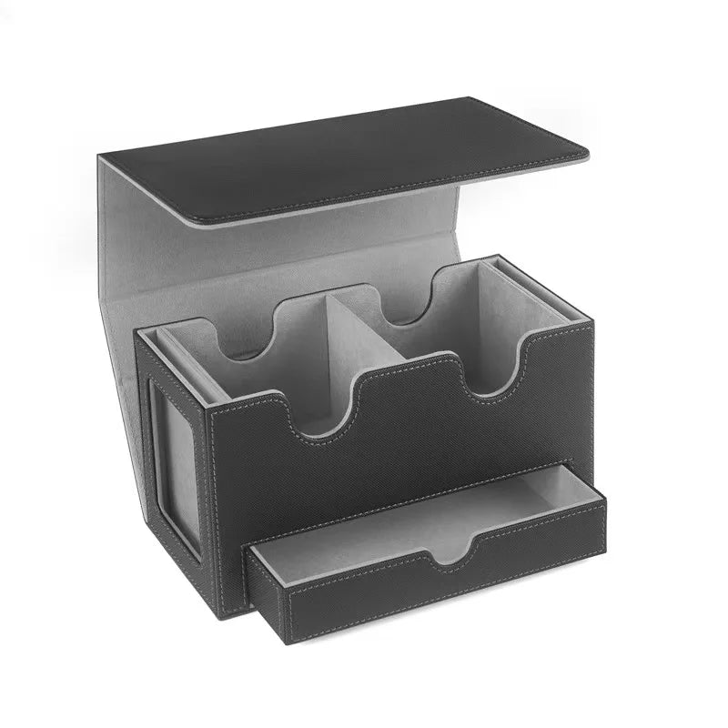Black Color Commander Card Deck Box – Triple-Sleeved TCG Storage