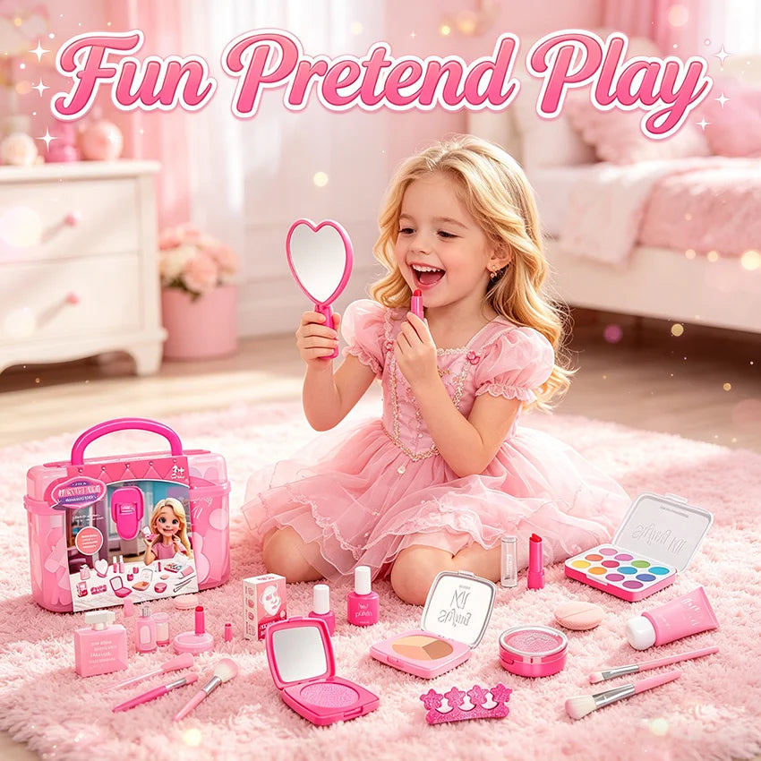 Kids Princess Pretend Makeup Play Set With Faux Manicure