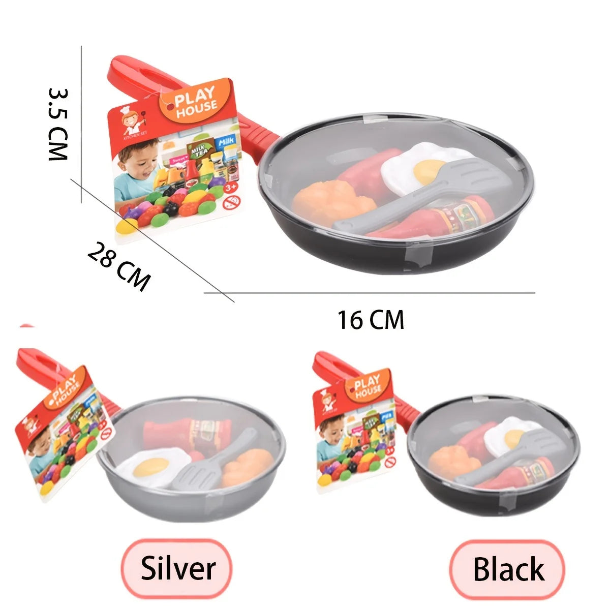 Kids Pretend Play Kitchen Cookware Set With Play Food