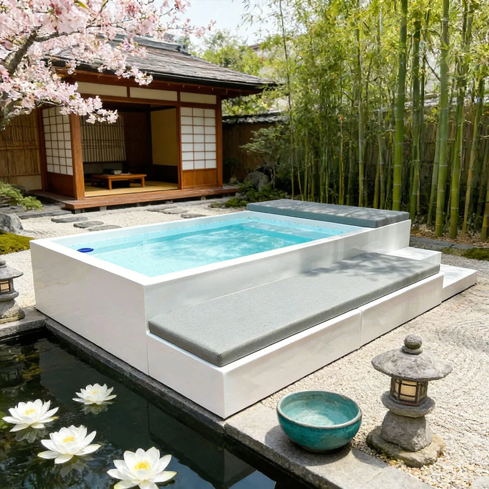 Fiberglass Above Ground Swim Spa Pool With Sofa Seat